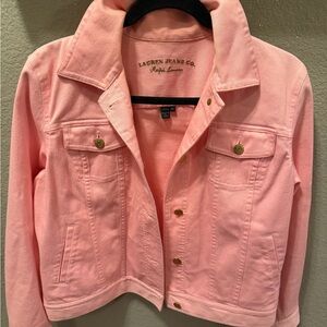 Lauren Jeans Co Ralph Lauren Pink Trucker Jacket Petite Large Stretch EUC